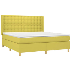 Κρεβάτι Boxspring με Στρώμα & LED Πράσινο 160x200 εκ Υφασμάτινο - Pakobazaar