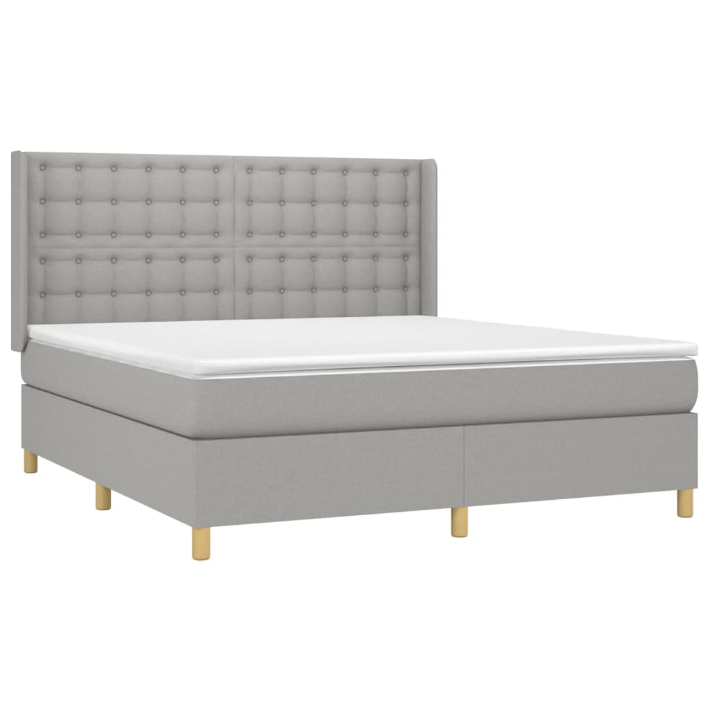 Κρεβάτι Boxspring με Στρώμα & LED Αν.Γκρι 180x200εκ. Υφασμάτινο