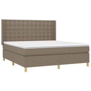 Κρεβάτι Boxspring με Στρώμα & LED Taupe 180x200 εκ. Υφασμάτινο