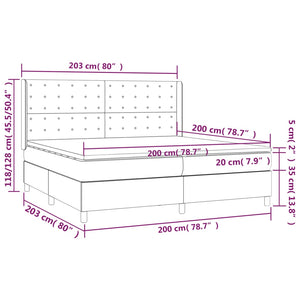 Κρεβάτι Boxspring με Στρώμα & LED Μαύρο 200x200 εκ. Υφασμάτινο