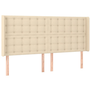 Κρεβάτι Boxspring με Στρώμα & LED Κρεμ 200x200 εκ. Υφασμάτινο