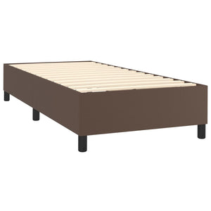 Κρεβάτι Boxspring με Στρώμα & LED Καφέ 80x200 εκ. Συνθ. Δέρμα