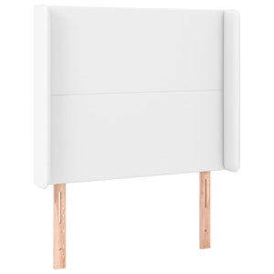 Κρεβάτι Boxspring με Στρώμα & LED Λευκό 90x190 εκ. Συνθ. Δέρμα