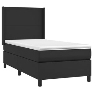 Κρεβάτι Boxspring με Στρώμα & LED Μαύρο 90x200 εκ. Συνθ. Δέρμα