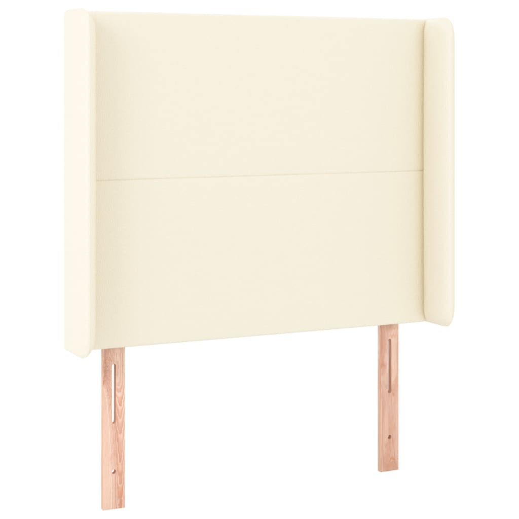 Κρεβάτι Boxspring με Στρώμα & LED Κρεμ 90x200 εκ. Συνθ. Δέρμα - Pakobazaar