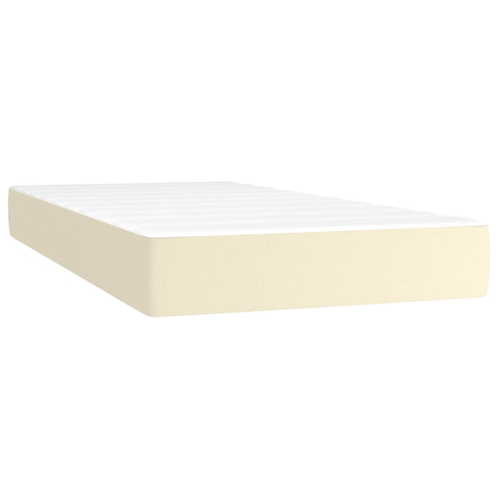 Κρεβάτι Boxspring με Στρώμα & LED Κρεμ 100x200 εκ. Συνθ. Δέρμα - Pakobazaar