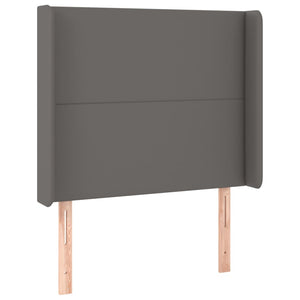Κρεβάτι Boxspring με Στρώμα & LED Γκρι 100x200 εκ. Συνθ. Δέρμα