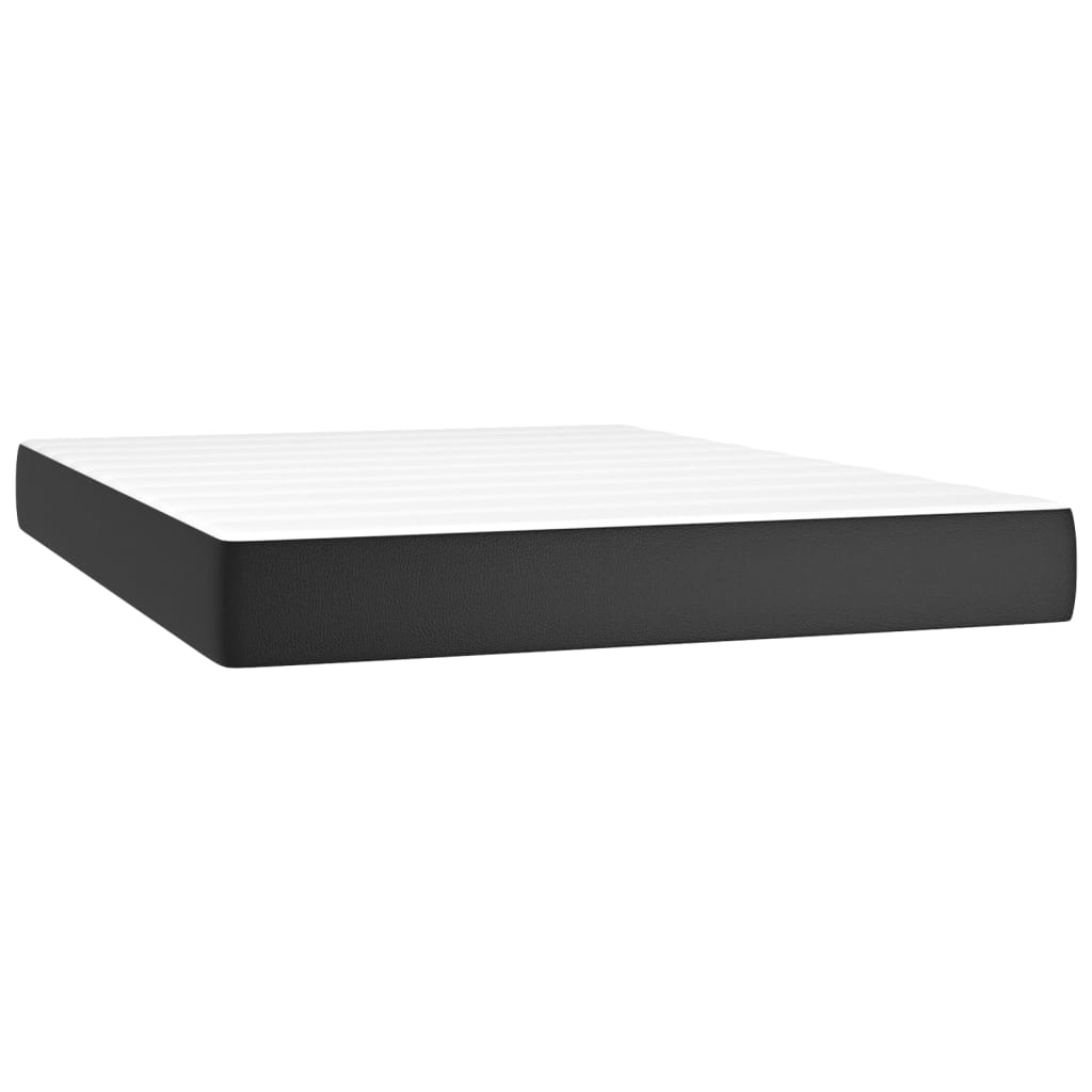 Κρεβάτι Boxspring με Στρώμα & LED Μαύρο 140x190 εκ. Συνθ. Δέρμα
