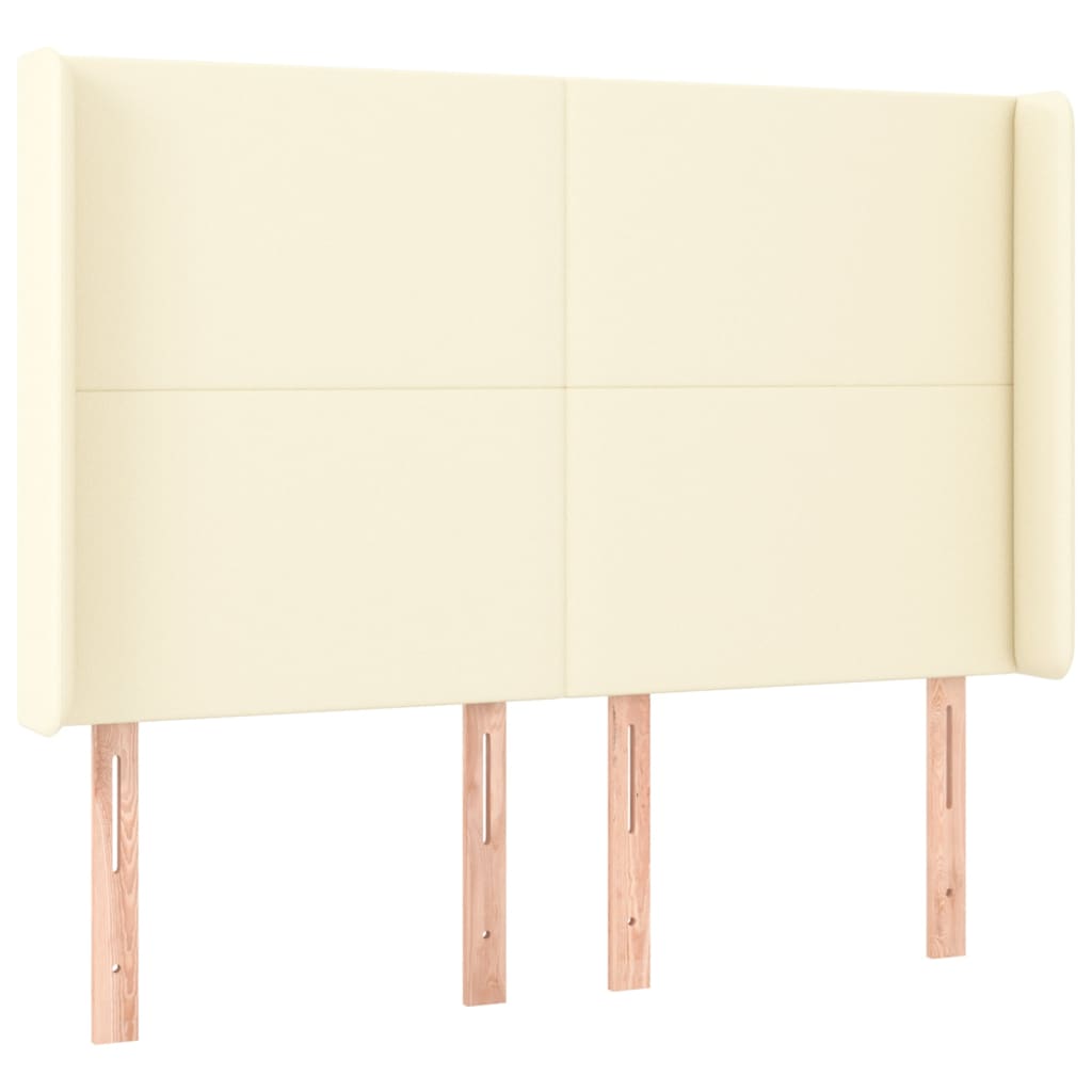 Κρεβάτι Boxspring με Στρώμα & LED Κρεμ 140x190 εκ. Συνθ. Δέρμα - Pakobazaar