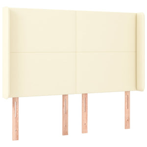 Κρεβάτι Boxspring με Στρώμα & LED Κρεμ 140x190 εκ. Συνθ. Δέρμα - Pakobazaar