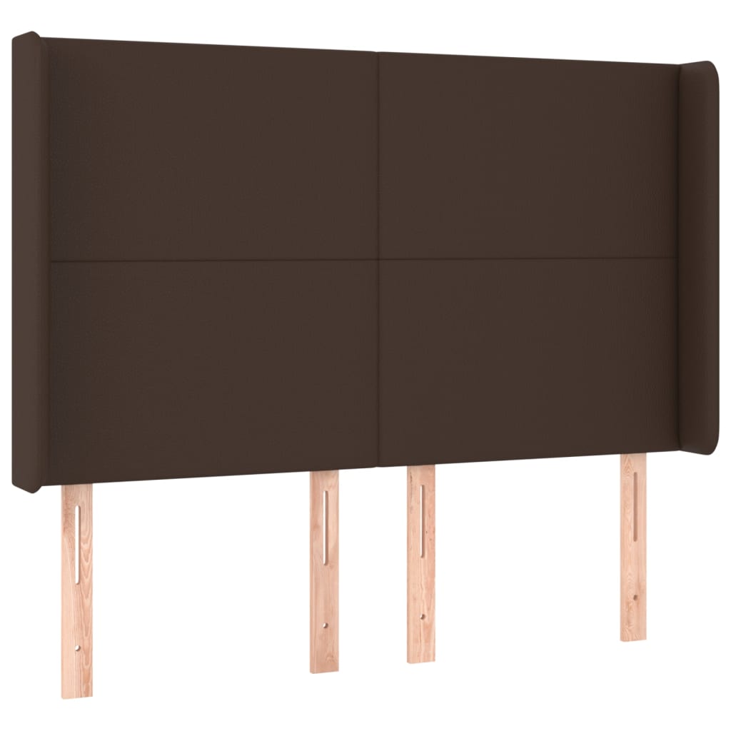 Κρεβάτι Boxspring με Στρώμα & LED Καφέ 140x190 εκ. Συνθ. Δέρμα