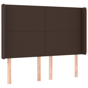 Κρεβάτι Boxspring με Στρώμα & LED Καφέ 140x190 εκ. Συνθ. Δέρμα