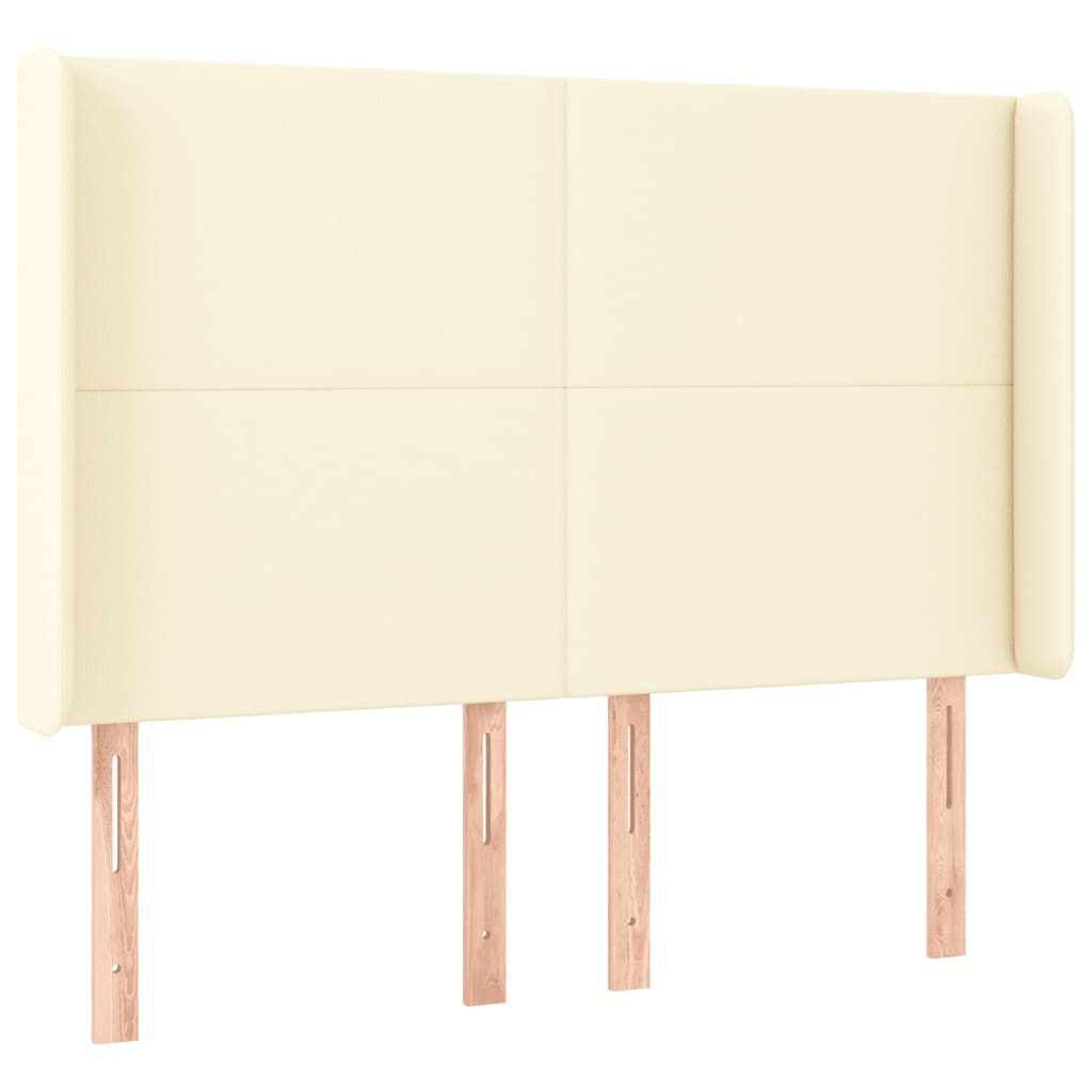 Κρεβάτι Boxspring με Στρώμα & LED Κρεμ 140x200 εκ. Συνθ. Δέρμα - Pakobazaar
