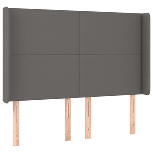 Κρεβάτι Boxspring με Στρώμα & LED Γκρι 140x200 εκ. Συνθ. Δέρμα