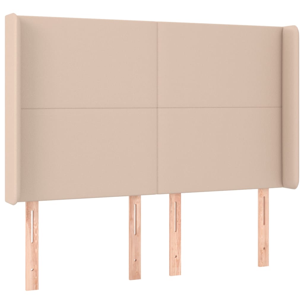 Κρεβάτι Boxspring Στρώμα&LED Καπουτσίνο 140x200 εκ. Συνθ. Δέρμα - Pakobazaar