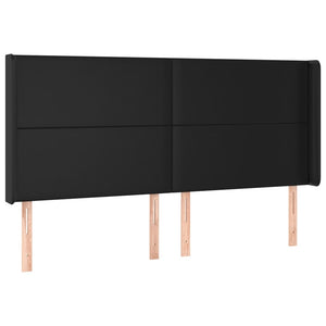 Κρεβάτι Boxspring με Στρώμα & LED Μαύρο 160x200 εκ. Συνθ. Δέρμα