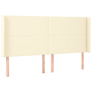 Κρεβάτι Boxspring με Στρώμα & LED Κρεμ 160x200 εκ. Συνθ. Δέρμα