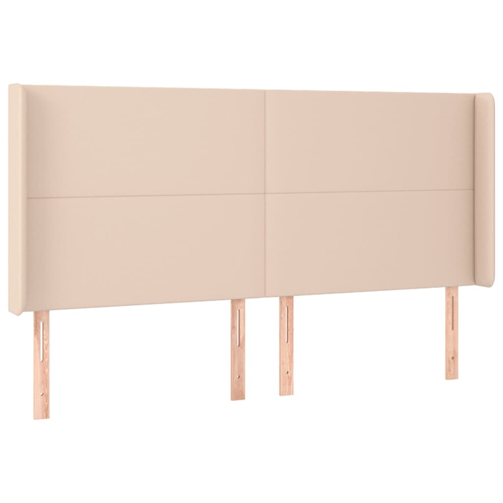 Κρεβάτι Boxspring Στρώμα&LED Καπουτσίνο 160x200 εκ. Συνθ. Δέρμα
