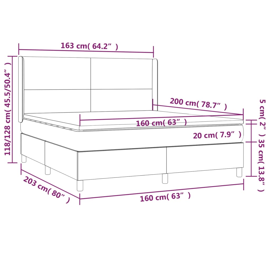 Κρεβάτι Boxspring Στρώμα&LED Καπουτσίνο 160x200 εκ. Συνθ. Δέρμα