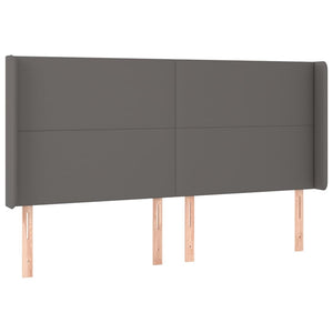 Κρεβάτι Boxspring με Στρώμα & LED Γκρι 180x200 εκ. Συνθ. Δέρμα