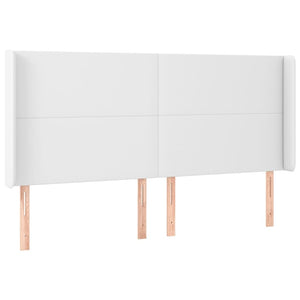 Κρεβάτι Boxspring με Στρώμα & LED Λευκό 200x200 εκ. Συνθ. Δέρμα