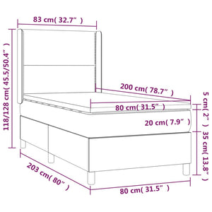 Κρεβάτι Boxspring με Στρώμα & LED Μαύρο 80x200 εκ. Συνθ. Δέρμα