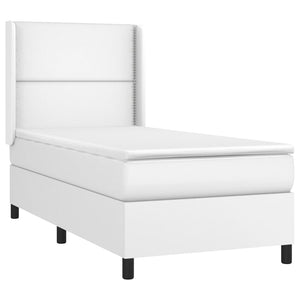 Κρεβάτι Boxspring με Στρώμα & LED Λευκό 80x200 εκ. Συνθ. Δέρμα