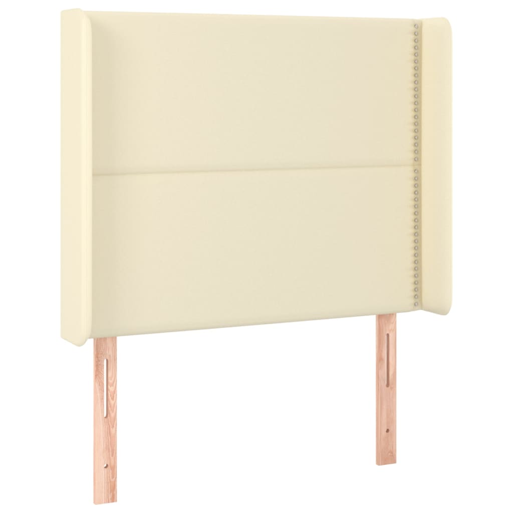 Κρεβάτι Boxspring με Στρώμα & LED Κρεμ 80x200 εκ. Συνθ. Δέρμα