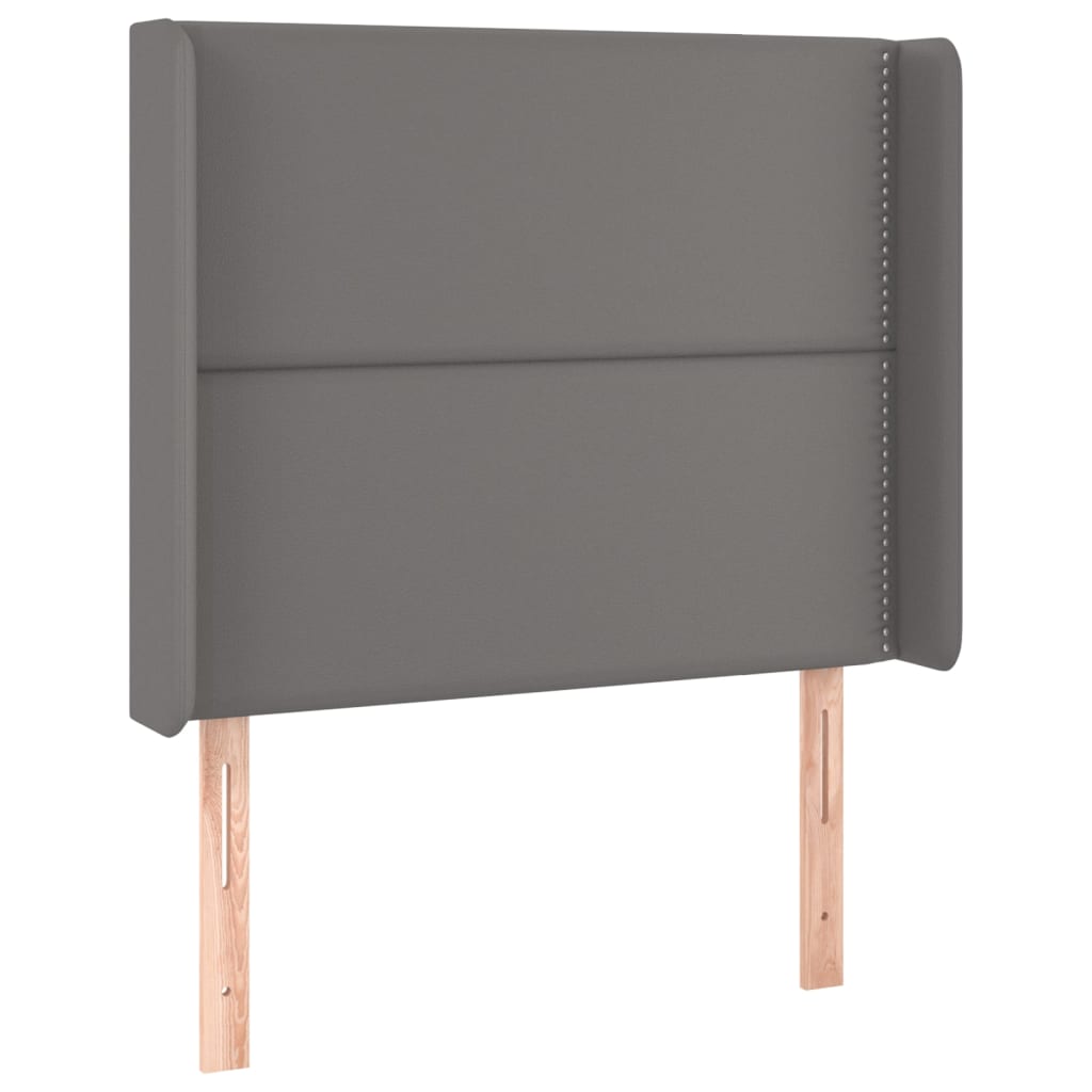 Κρεβάτι Boxspring με Στρώμα & LED Γκρι 100x200 εκ. Συνθ. Δέρμα