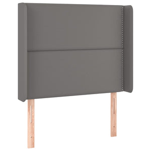 Κρεβάτι Boxspring με Στρώμα & LED Γκρι 100x200 εκ. Συνθ. Δέρμα