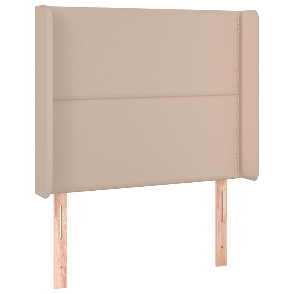 Κρεβάτι Boxspring Στρώμα&LED Καπουτσίνο 100x200 εκ. Συνθ. Δέρμα