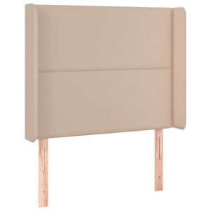Κρεβάτι Boxspring Στρώμα&LED Καπουτσίνο 100x200 εκ. Συνθ. Δέρμα