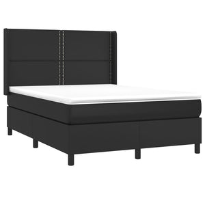 Κρεβάτι Boxspring με Στρώμα & LED Μαύρο 140x190 εκ. Συνθ. Δέρμα