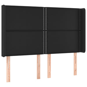 Κρεβάτι Boxspring με Στρώμα & LED Μαύρο 140x190 εκ. Συνθ. Δέρμα