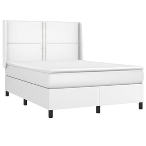 Κρεβάτι Boxspring με Στρώμα & LED Λευκό 140x190 εκ. Συνθ. Δέρμα