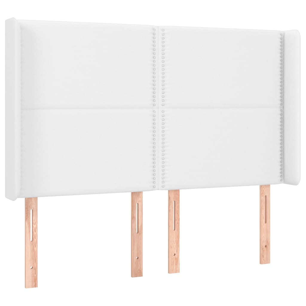 Κρεβάτι Boxspring με Στρώμα & LED Λευκό 140x190 εκ. Συνθ. Δέρμα