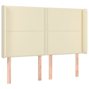 Κρεβάτι Boxspring με Στρώμα & LED Κρεμ 140x200 εκ. Συνθ. Δέρμα