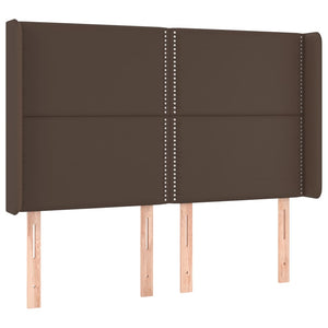 Κρεβάτι Boxspring με Στρώμα & LED Καφέ 140x200 εκ. Συνθ. Δέρμα - Pakobazaar