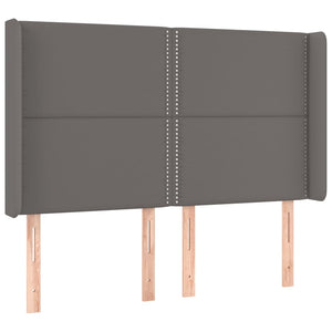 Κρεβάτι Boxspring με Στρώμα & LED Γκρι 140x200 εκ. Συνθ. Δέρμα