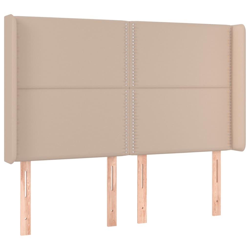 Κρεβάτι Boxspring Στρώμα&LED Καπουτσίνο 140x200 εκ. Συνθ. Δέρμα