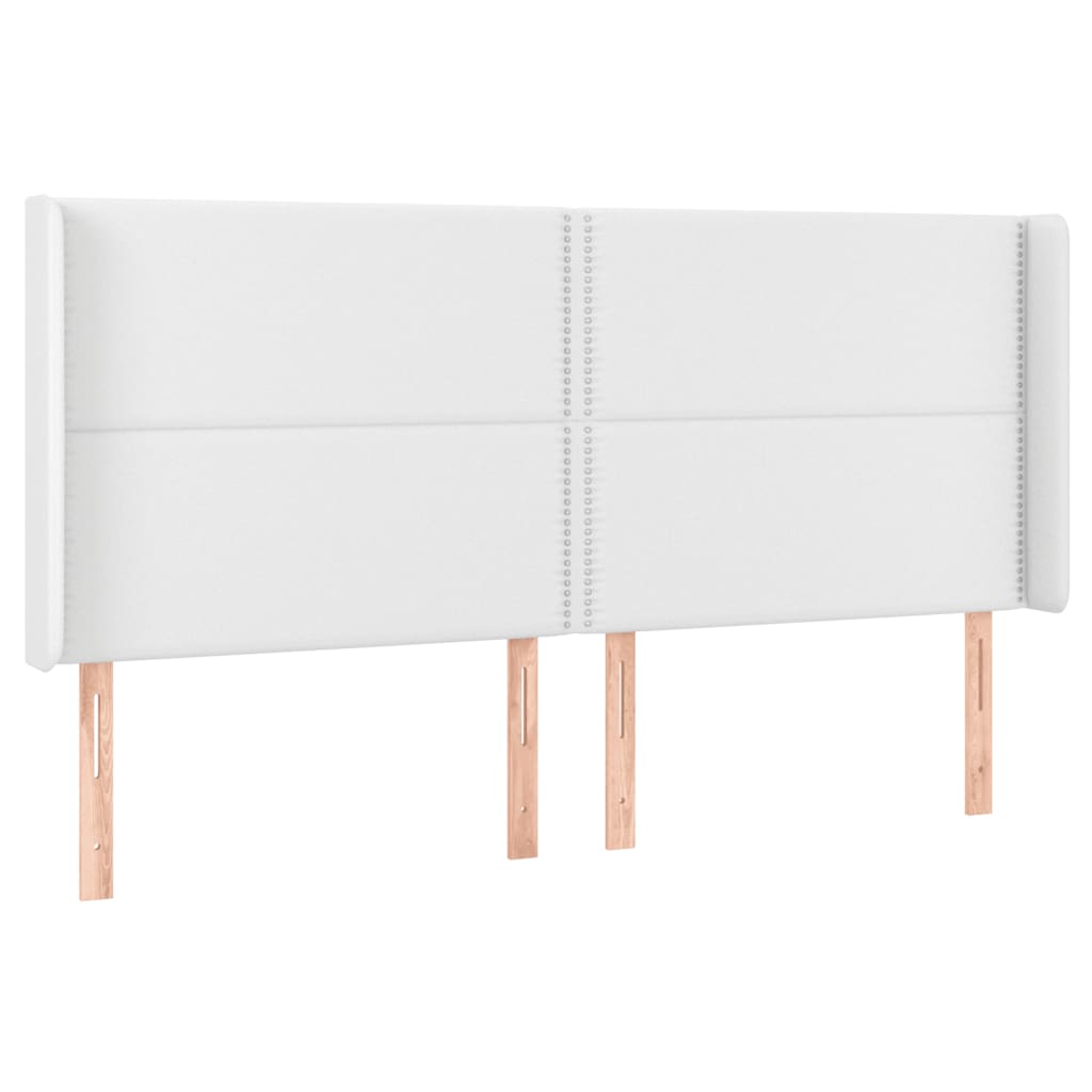 Κρεβάτι Boxspring με Στρώμα & LED Λευκό 160x200 εκ. Συνθ. Δέρμα