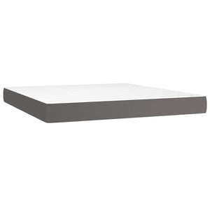 Κρεβάτι Boxspring με Στρώμα & LED Γκρι 160x200 εκ. Συνθ. Δέρμα
