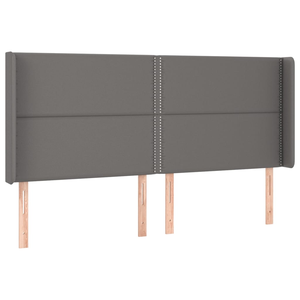 Κρεβάτι Boxspring με Στρώμα & LED Γκρι 160x200 εκ. Συνθ. Δέρμα
