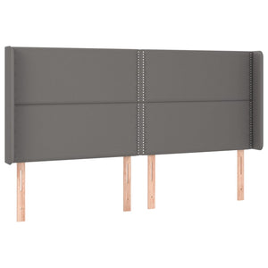 Κρεβάτι Boxspring με Στρώμα & LED Γκρι 160x200 εκ. Συνθ. Δέρμα