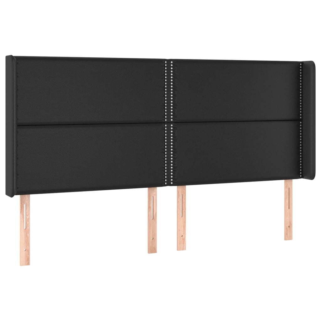 Κρεβάτι Boxspring με Στρώμα & LED Μαύρο 180x200 εκ. Συνθ. Δέρμα