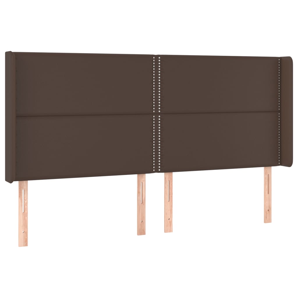Κρεβάτι Boxspring με Στρώμα & LED Καφέ 180x200 εκ. Συνθ. Δέρμα