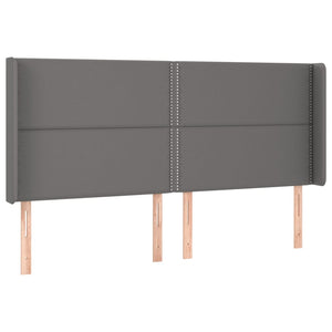 Κρεβάτι Boxspring με Στρώμα & LED Γκρι 200x200 εκ. Συνθ. Δέρμα