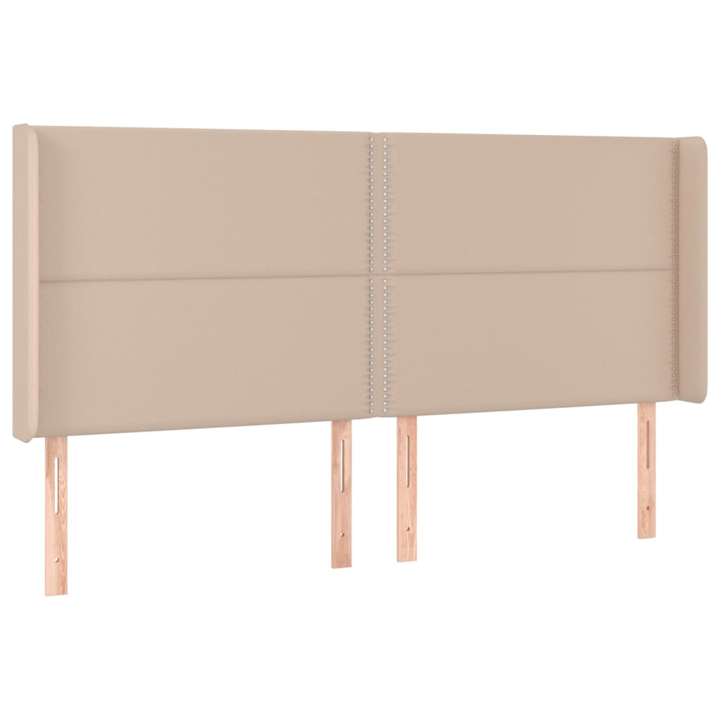Κρεβάτι Boxspring Στρώμα&LED Καπουτσίνο 200x200 εκ. Συνθ. Δέρμα