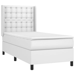 Κρεβάτι Boxspring με Στρώμα & LED Λευκό 80x200 εκ. Συνθ. Δέρμα