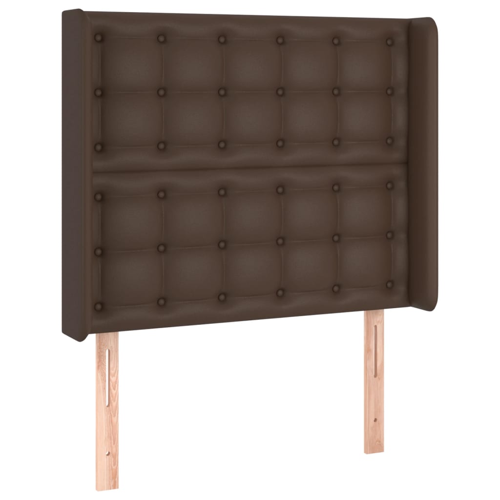 Κρεβάτι Boxspring με Στρώμα & LED Καφέ 90x190 εκ. Συνθ. Δέρμα